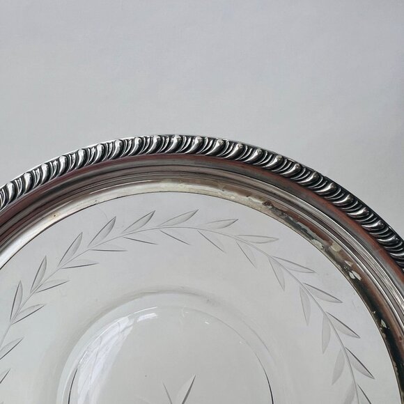 Vintage Sterling Silver Trimmed Glass/Crystal 7.5” Serving plate - Picture 3 of 7
